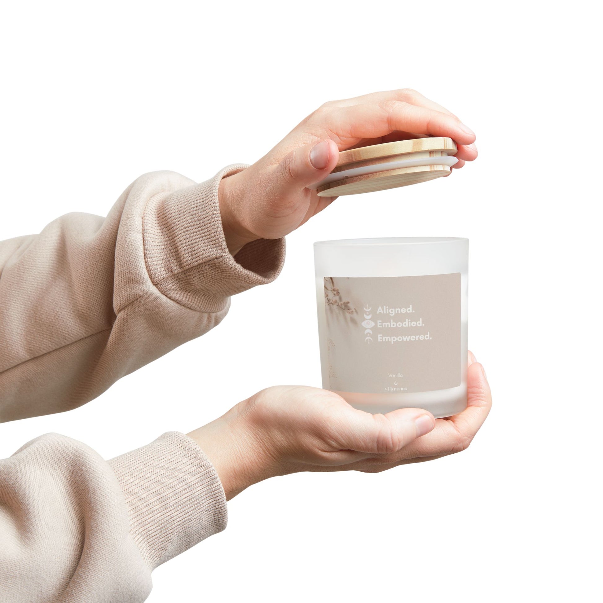 Aligned Embodied Empowered Frosted Glass Candle