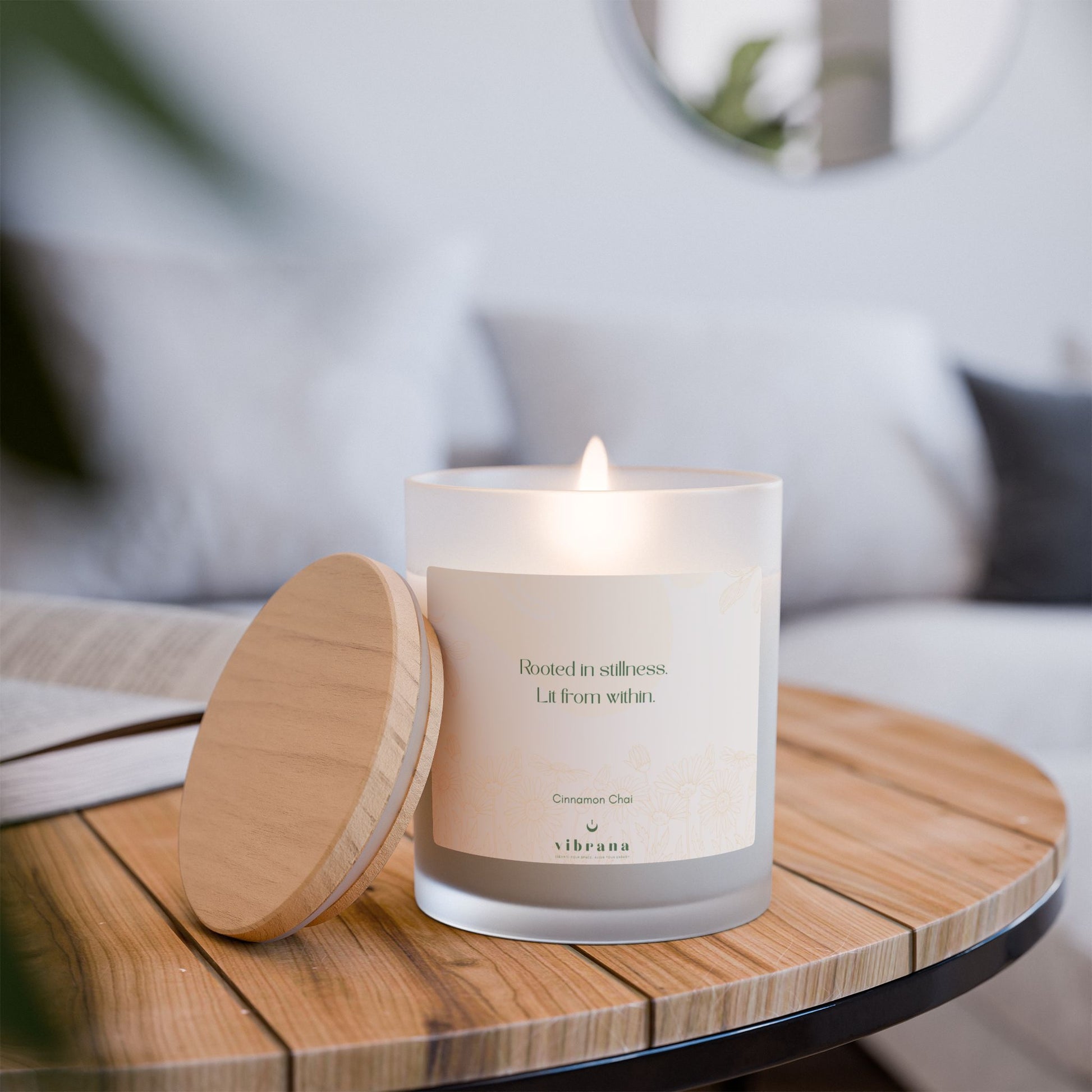 Lit From Within Frosted Glass Candle