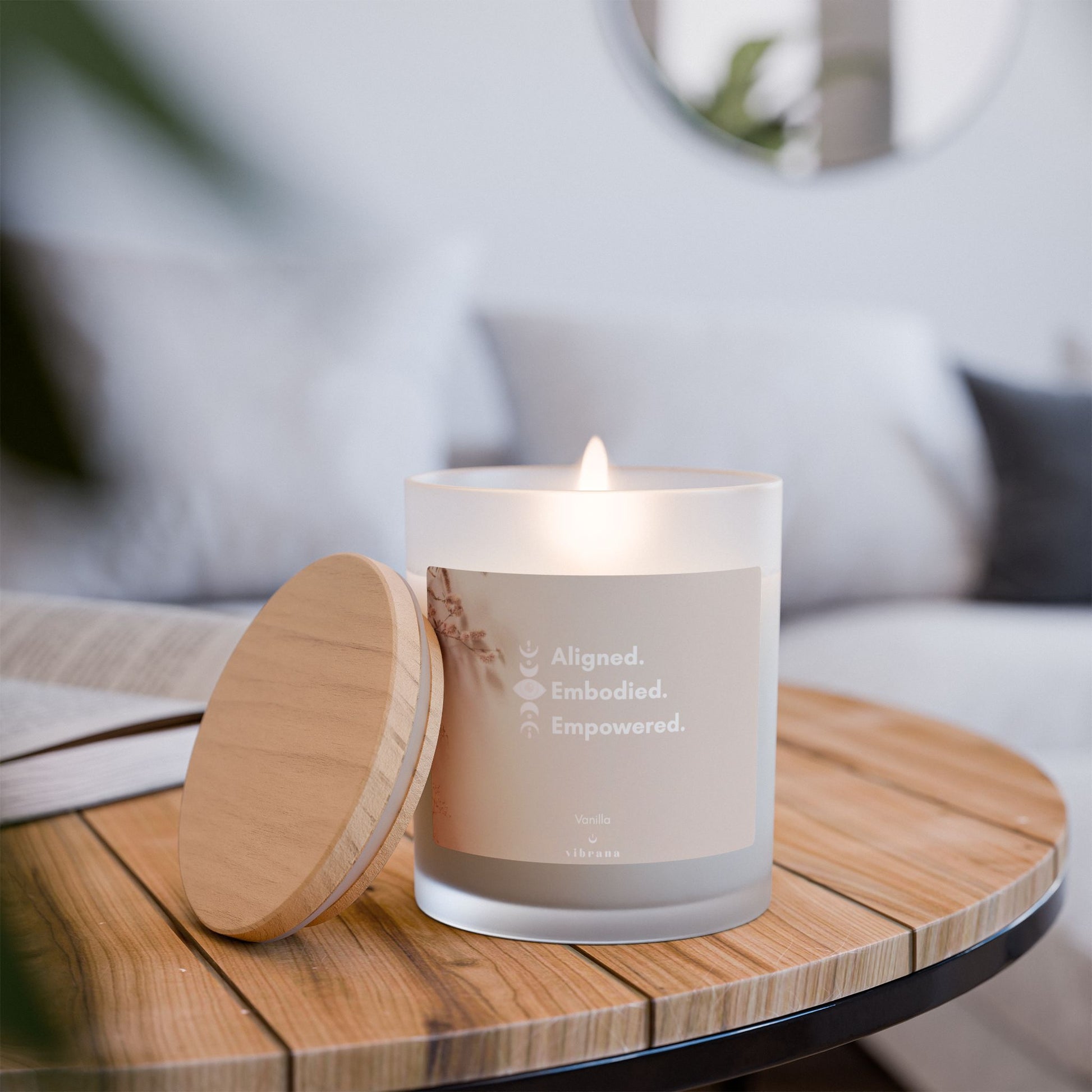 Aligned Embodied Empowered Frosted Glass Candle